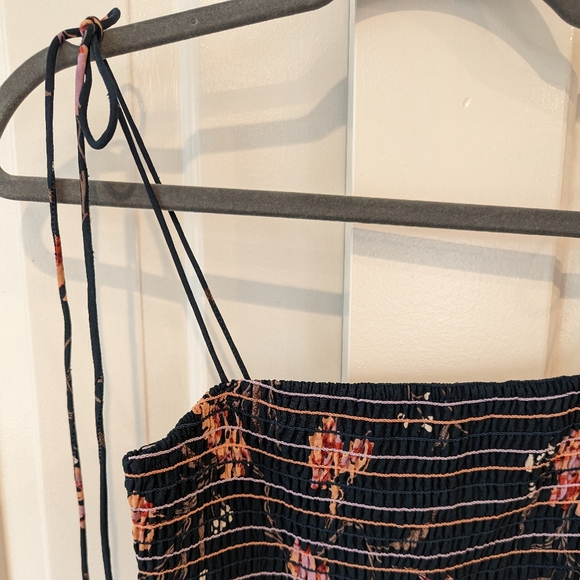 Storia Floral Blue Smocked Ruffle Mini Dress Medium - Picture 5 of 10